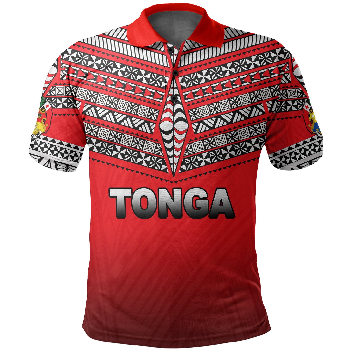 Custom PersonalisedTonga Polo Shirt Ngatu Polynesian Red Style