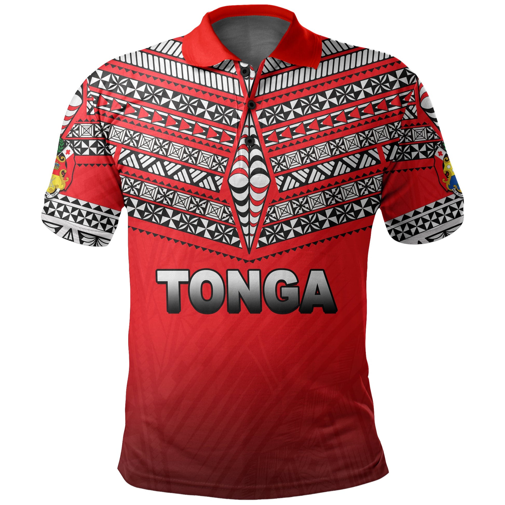 Custom PersonalisedTonga Polo Shirt Ngatu Polynesian Red Style