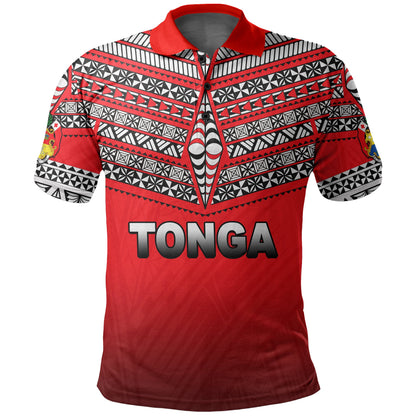 Custom PersonalisedTonga Polo Shirt Ngatu Polynesian Red Style