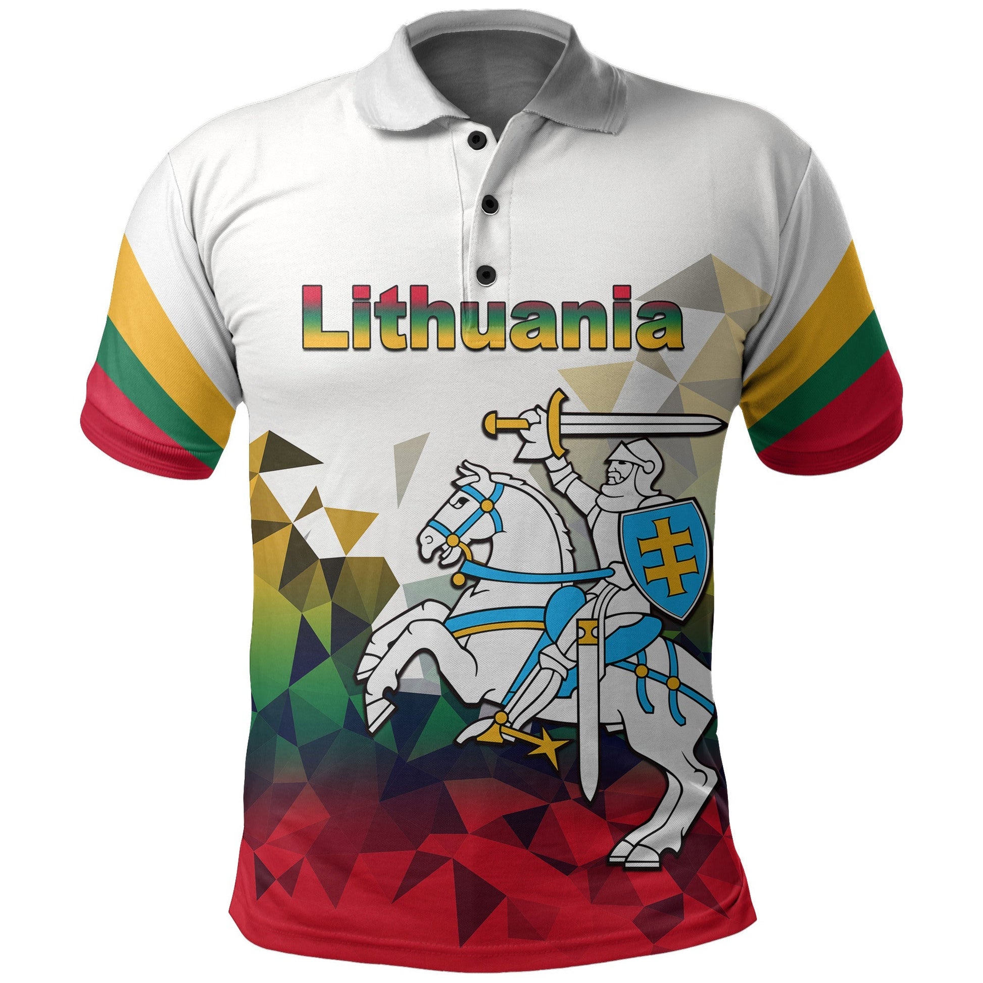 Custom Lithuania Polo Shirt Polygonal Template Style