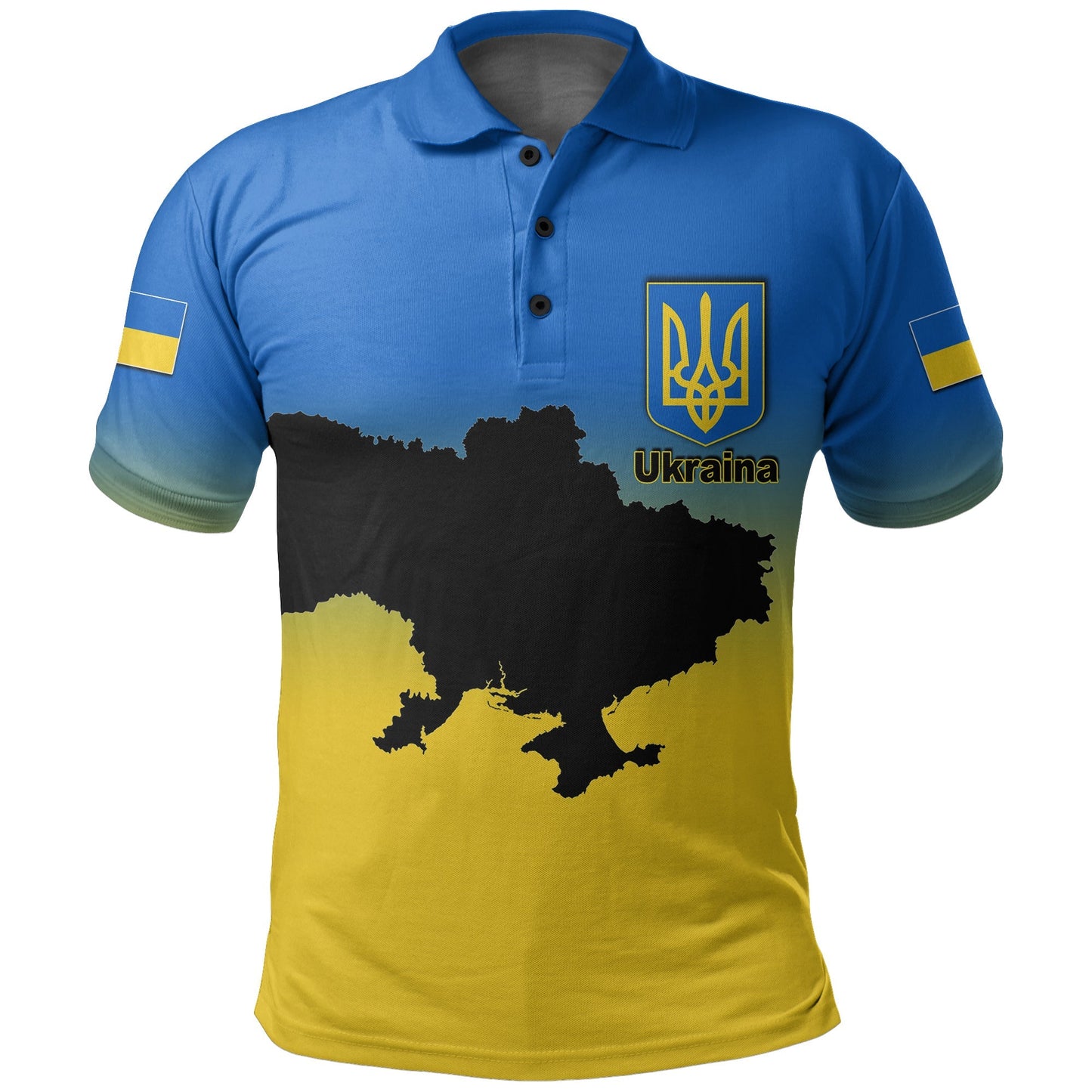 Custom Ukraine Polo Shirt With Map Stand With Ukraine