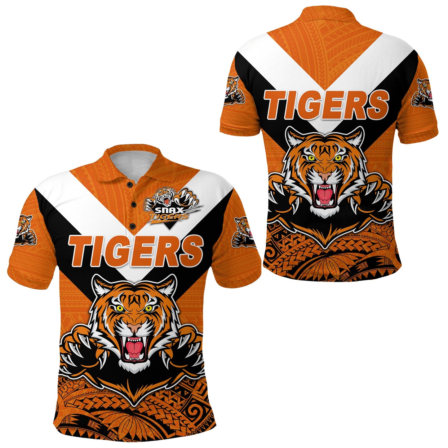 Papua New Guinea Lae Snax Tigers Polo Shirt Rugby Simple Style - Orange
