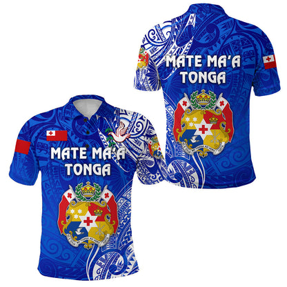 Tonga Coat Of Arms Polo Shirt Simple Vibes - Blue