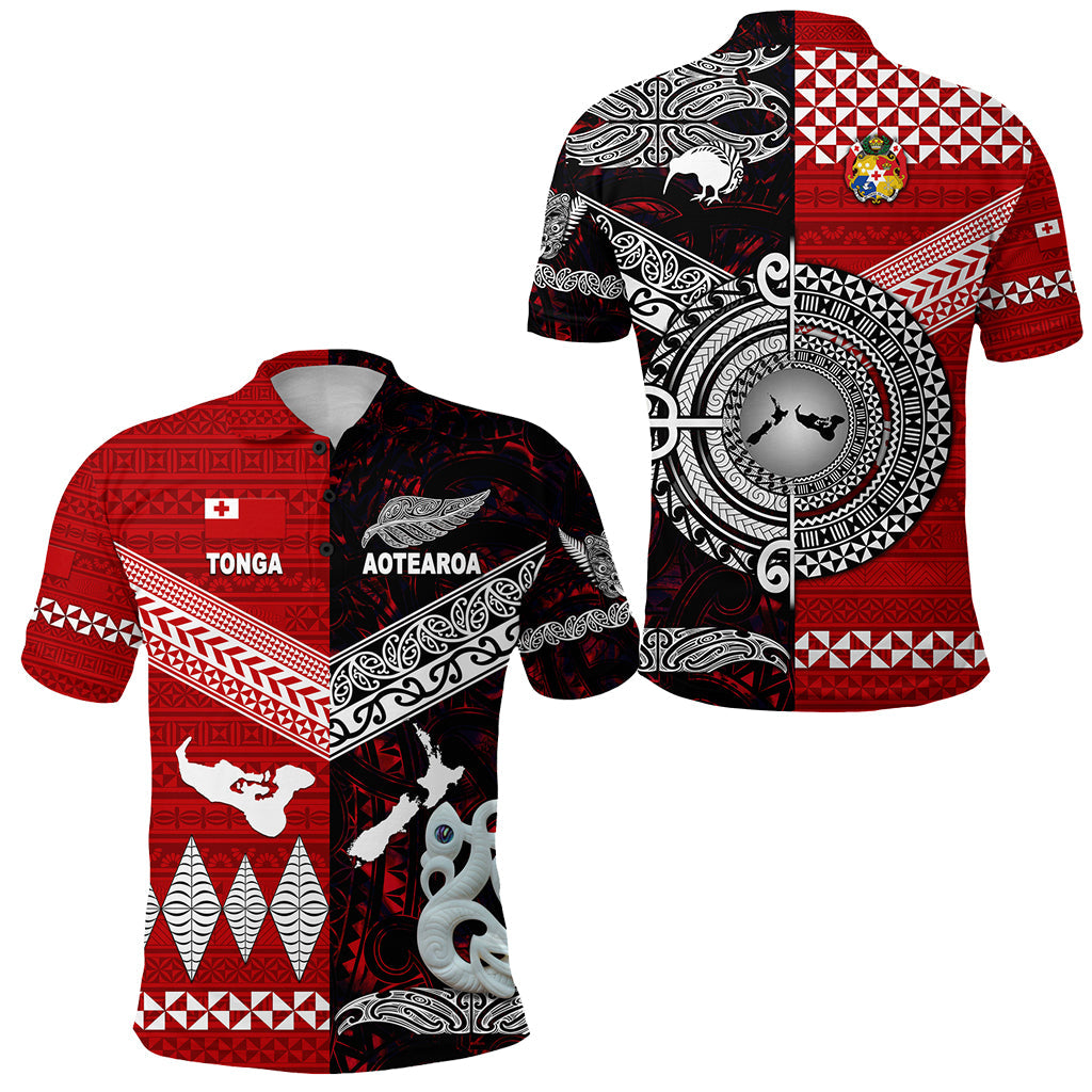 New Zealand Maori Aotearoa Tonga Polynesian Together Polo Shirt - Red
