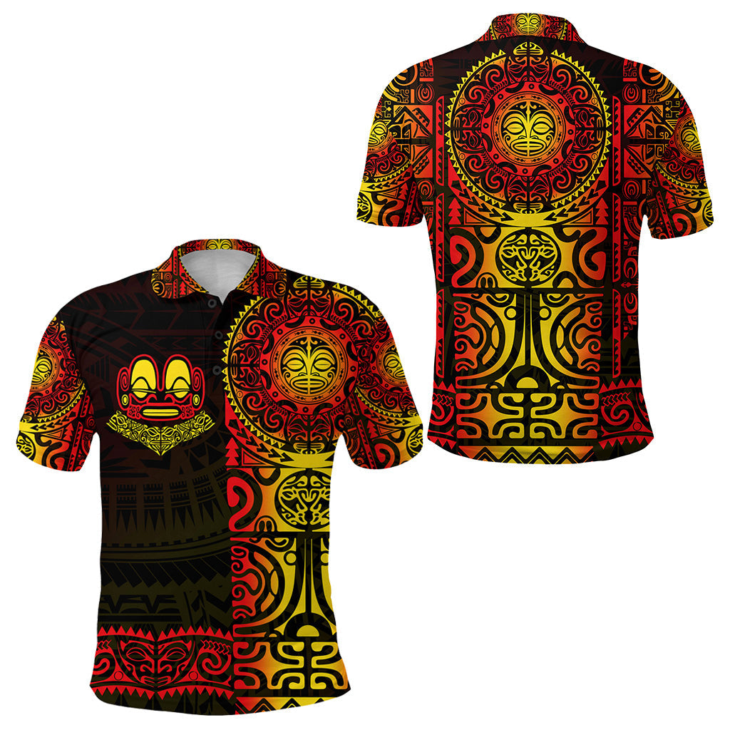 Marquesas Islands Polo Shirt Marquesan Tattoo Unique Style - Gradient Red