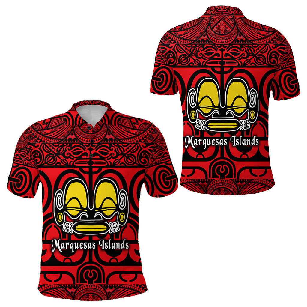 Marquesas Islands Polo Shirt Marquesan Tattoo Simple Style - Red