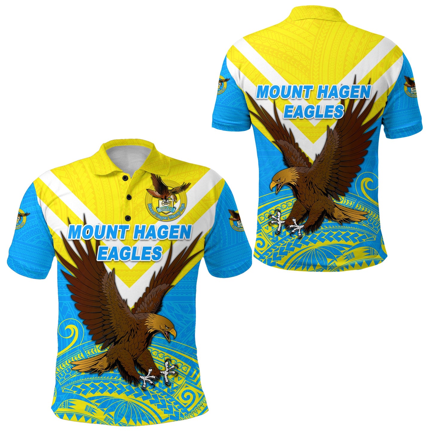 Papua New Guinea Mount Hagen Eagles Polo Shirt Wamp Nga Rugby - Blue
