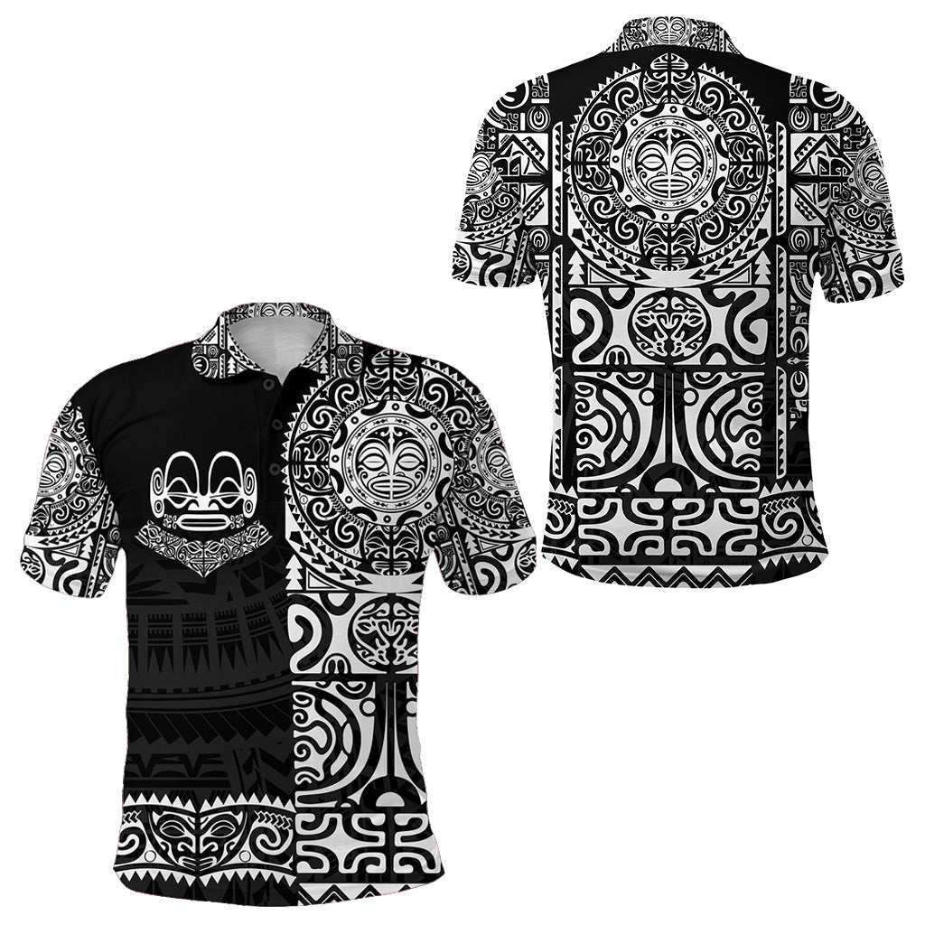 Marquesas Islands Polo Shirt Marquesan Tattoo Unique Style - Black