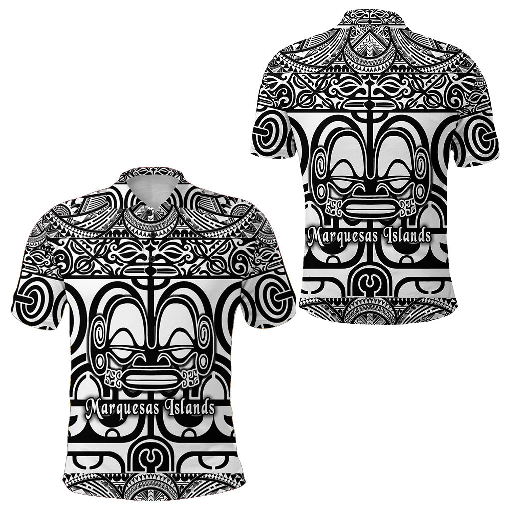 Marquesas Islands Polo Shirt Marquesan Tattoo Simple Style - Black