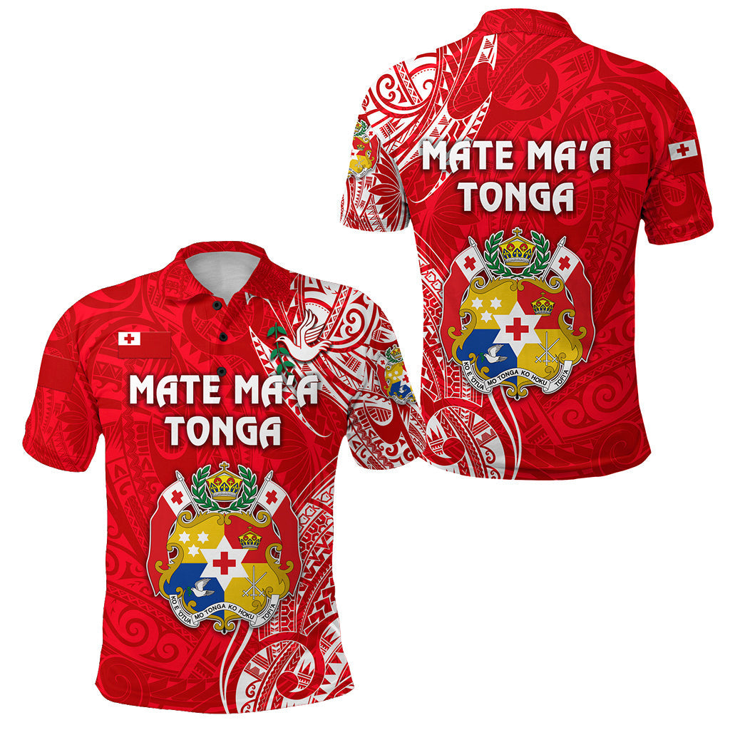 Tonga Coat Of Arms Polo Shirt Simple Vibes - Bright Red
