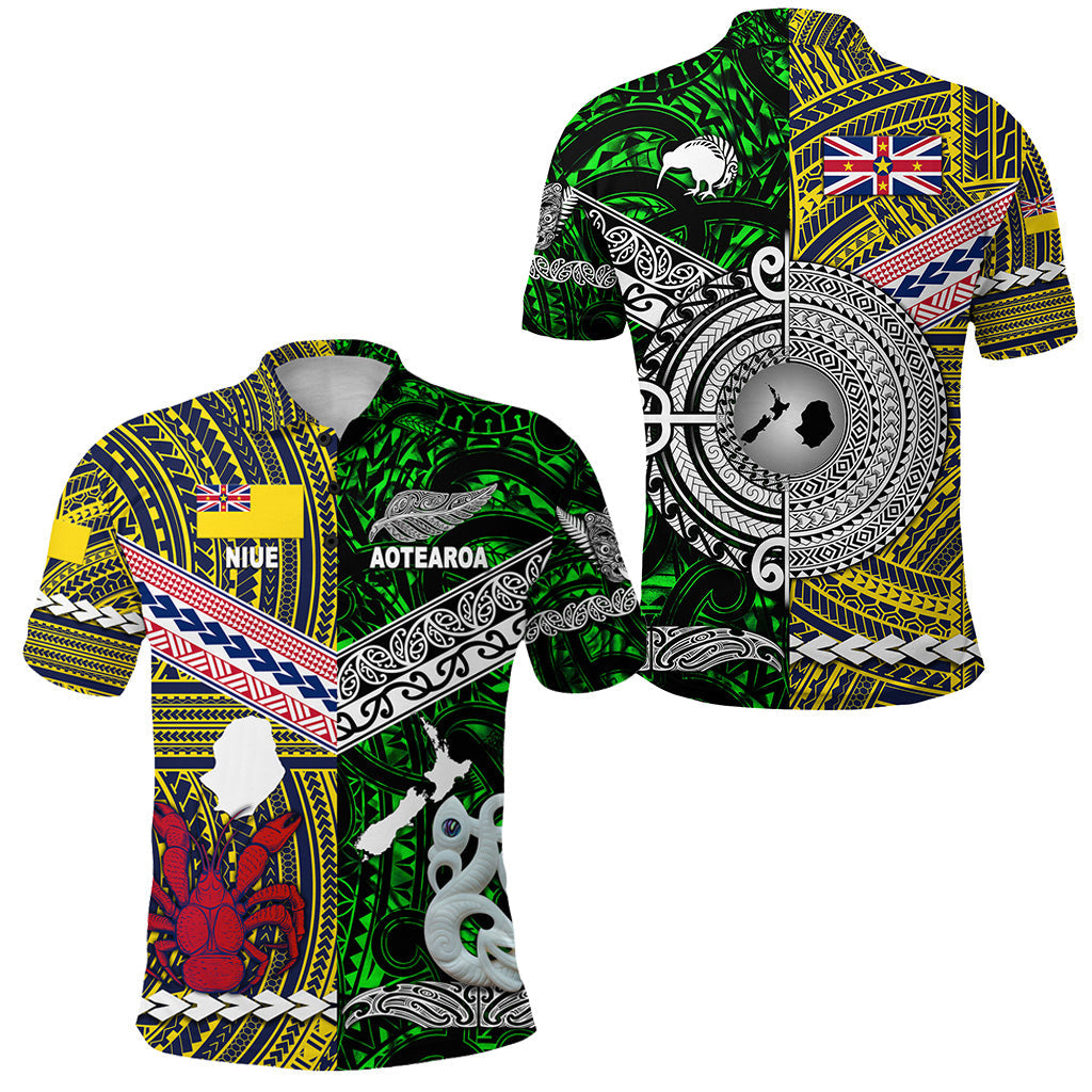 New Zealand Maori Aotearoa And Niue Together Polo Shirt - Green