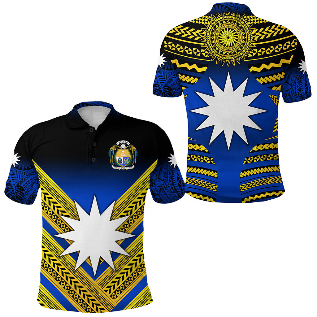 Nauru Polynesian Flag Polo Shirt Creative Style - Gradient Blue