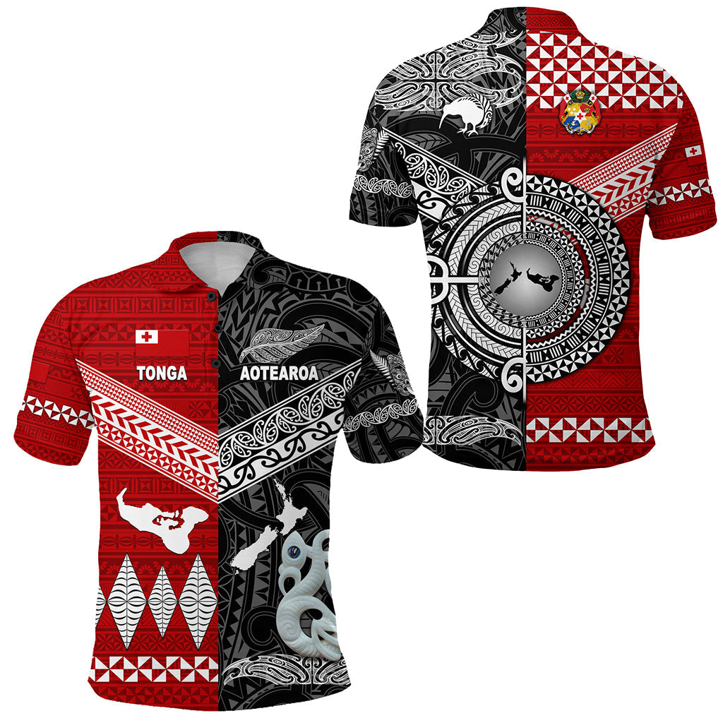New Zealand Maori Aotearoa Tonga Polynesian Together Polo Shirt - Black