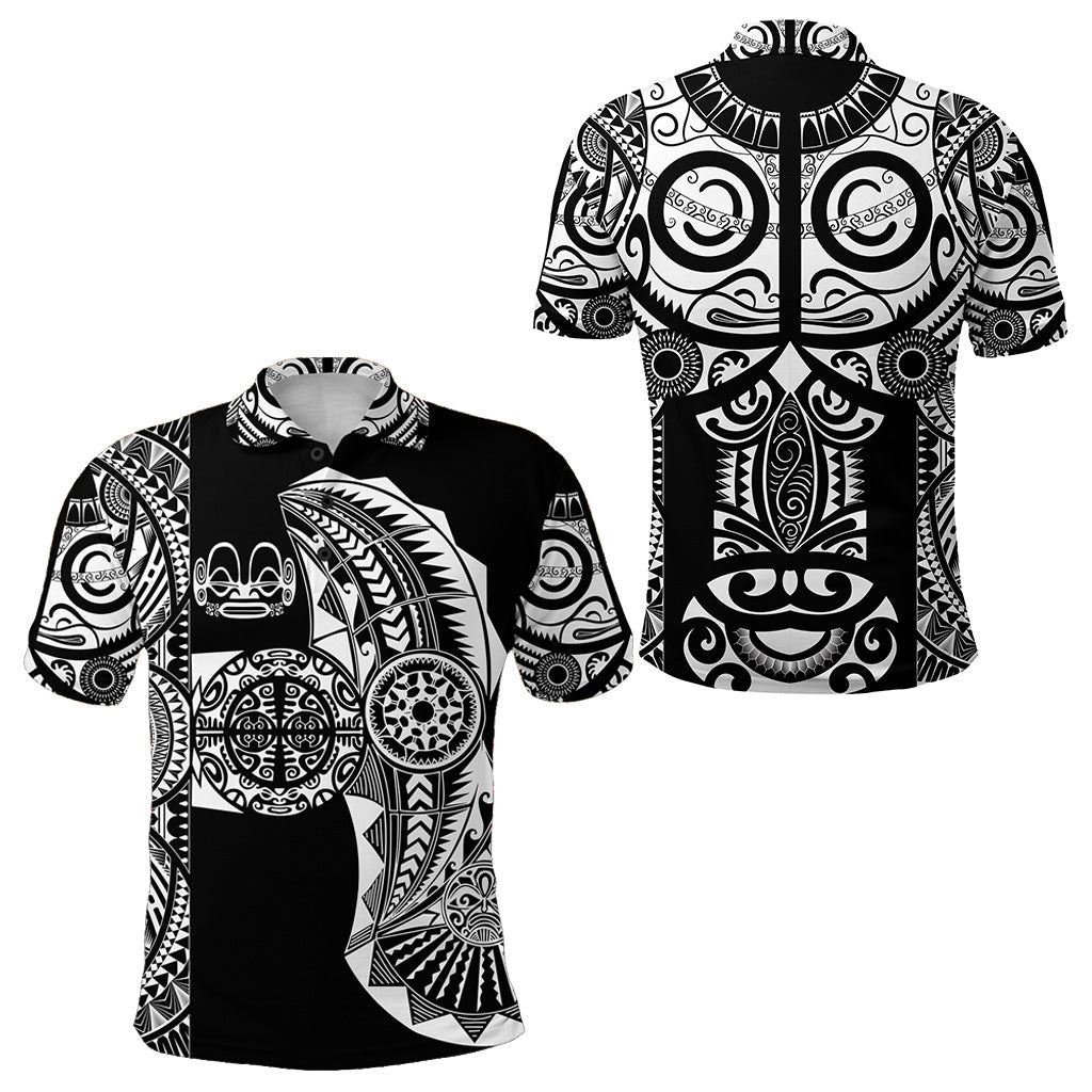 Marquesas Islands Polo Shirt Marquesan Tattoo Original Style - Black