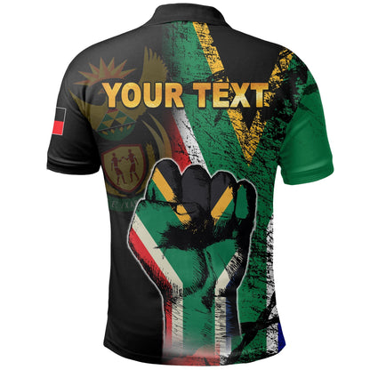Custom South Africa Polo Shirt Flag Grunge Style