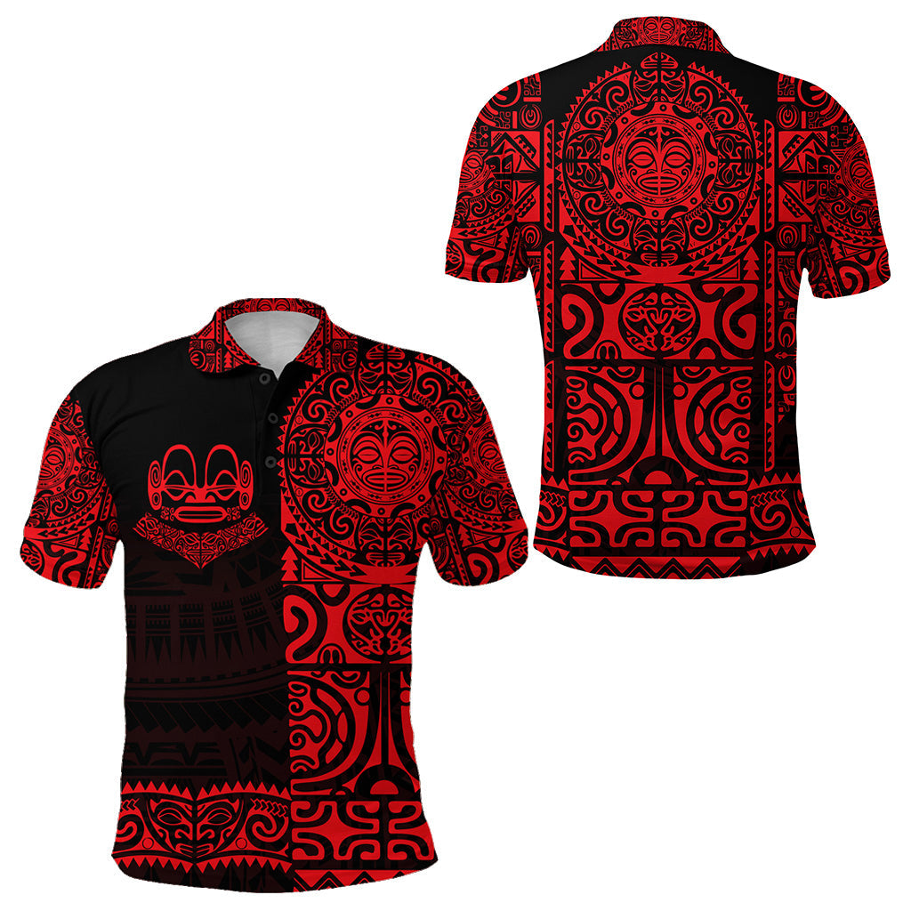 Marquesas Islands Polo Shirt Marquesan Tattoo Unique Style - Red