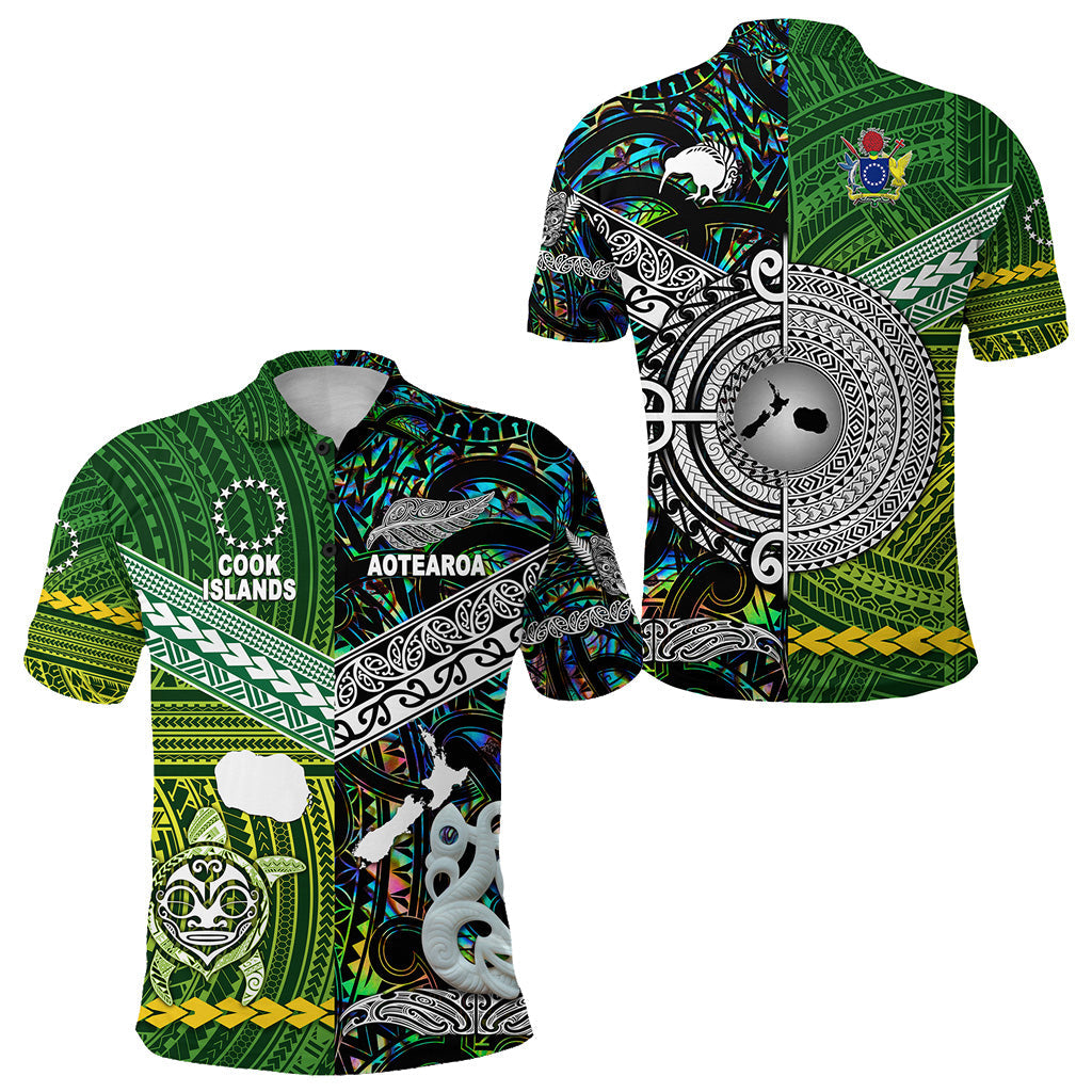 New Zealand Maori Aotearoa Polo Shirt Cook Islands Together - Paua Shell