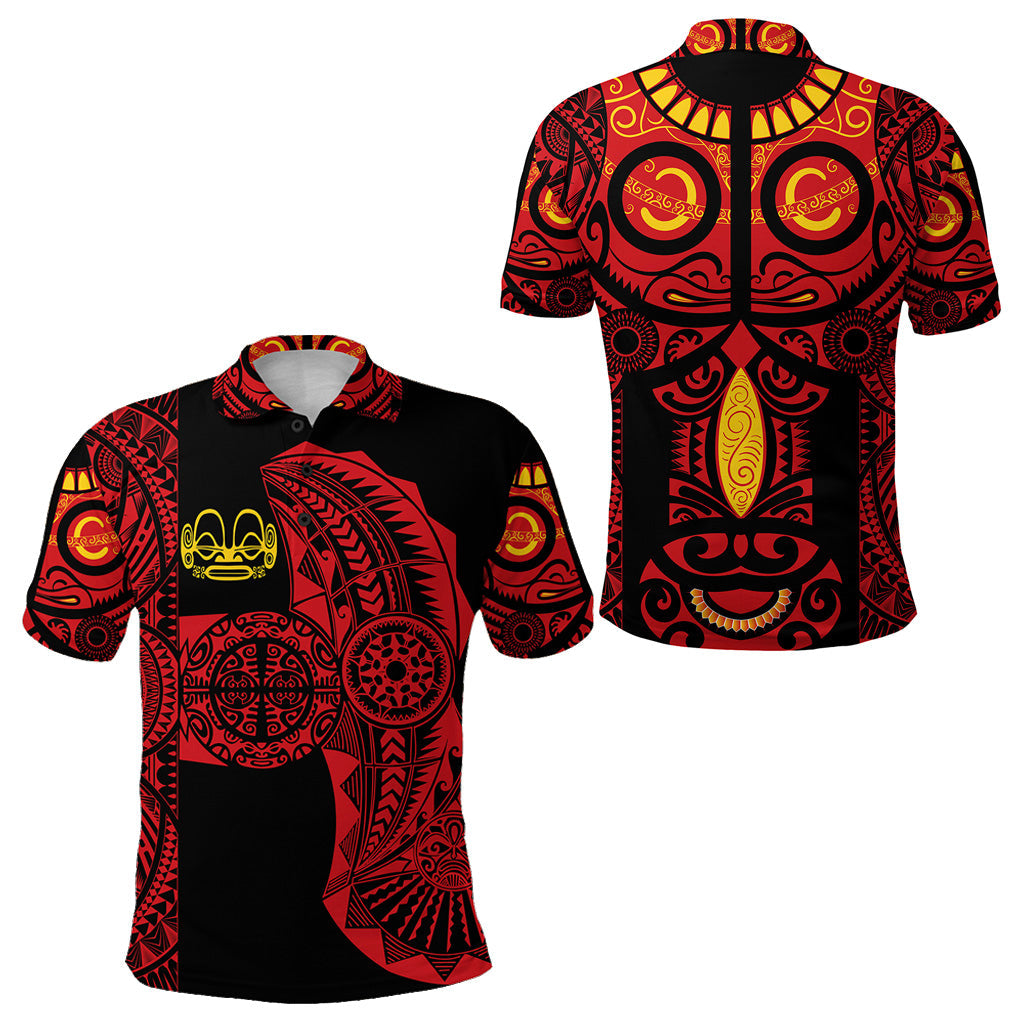 Marquesas Islands Polo Shirt Marquesan Tattoo Original Style - Red