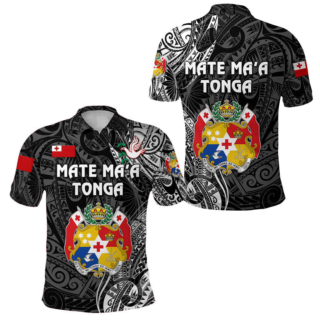 Tonga Coat Of Arms Polo Shirt Simple Vibes - Black