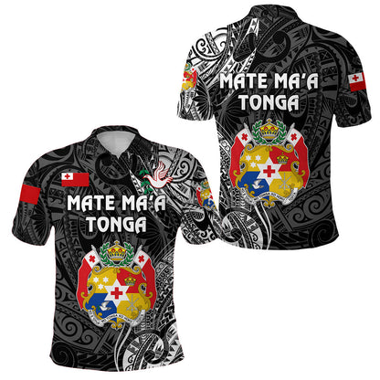 Tonga Coat Of Arms Polo Shirt Simple Vibes - Black