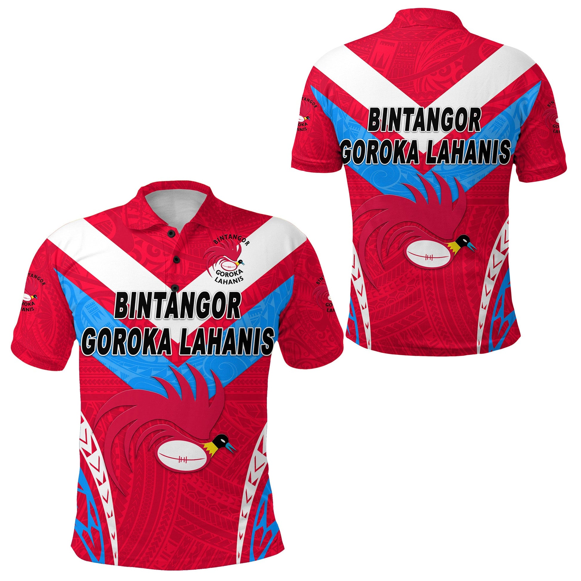 Papua New Guinea Bintangor Goroka Lahanis Polo Shirt Rugby Original Style - Red