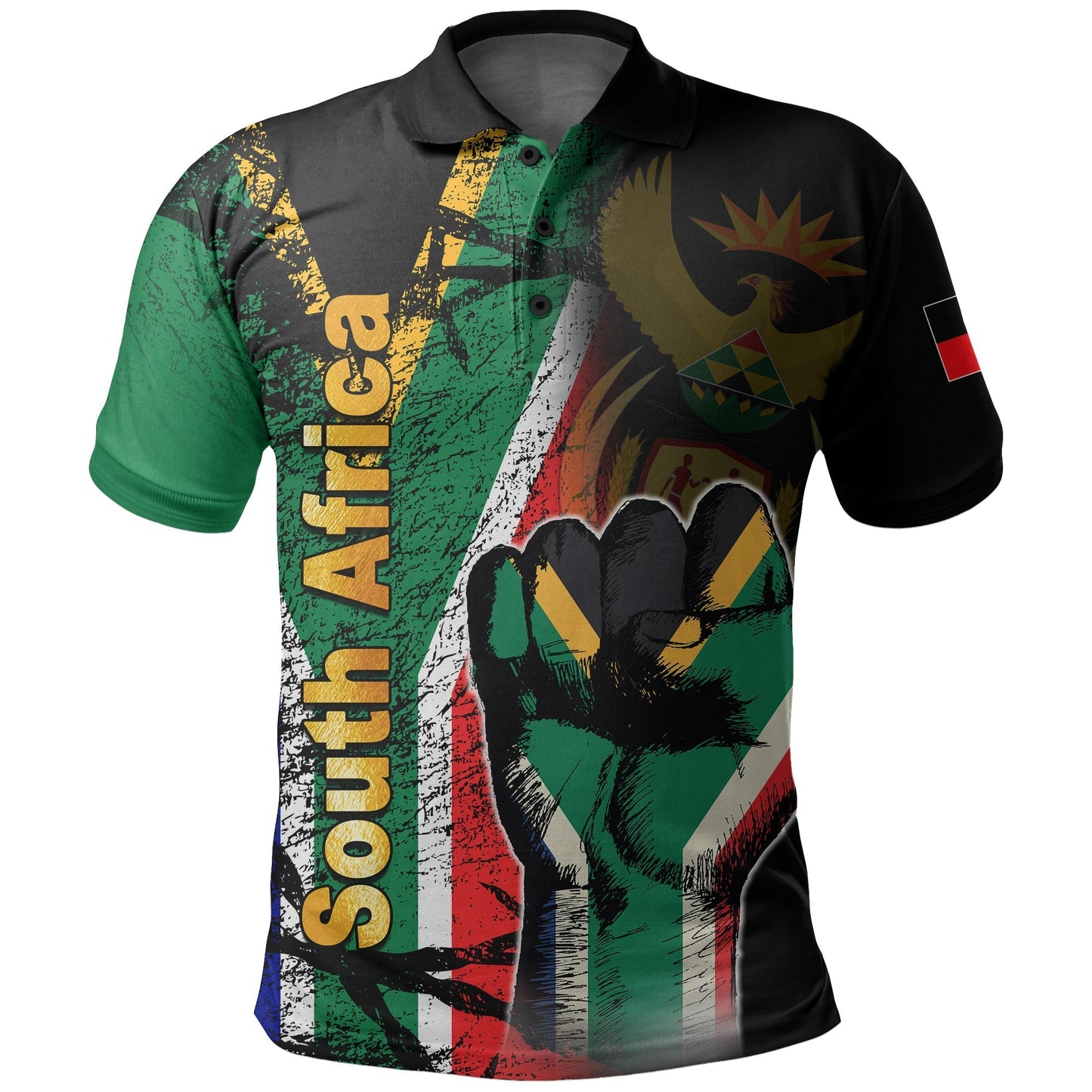 Custom South Africa Polo Shirt Flag Grunge Style