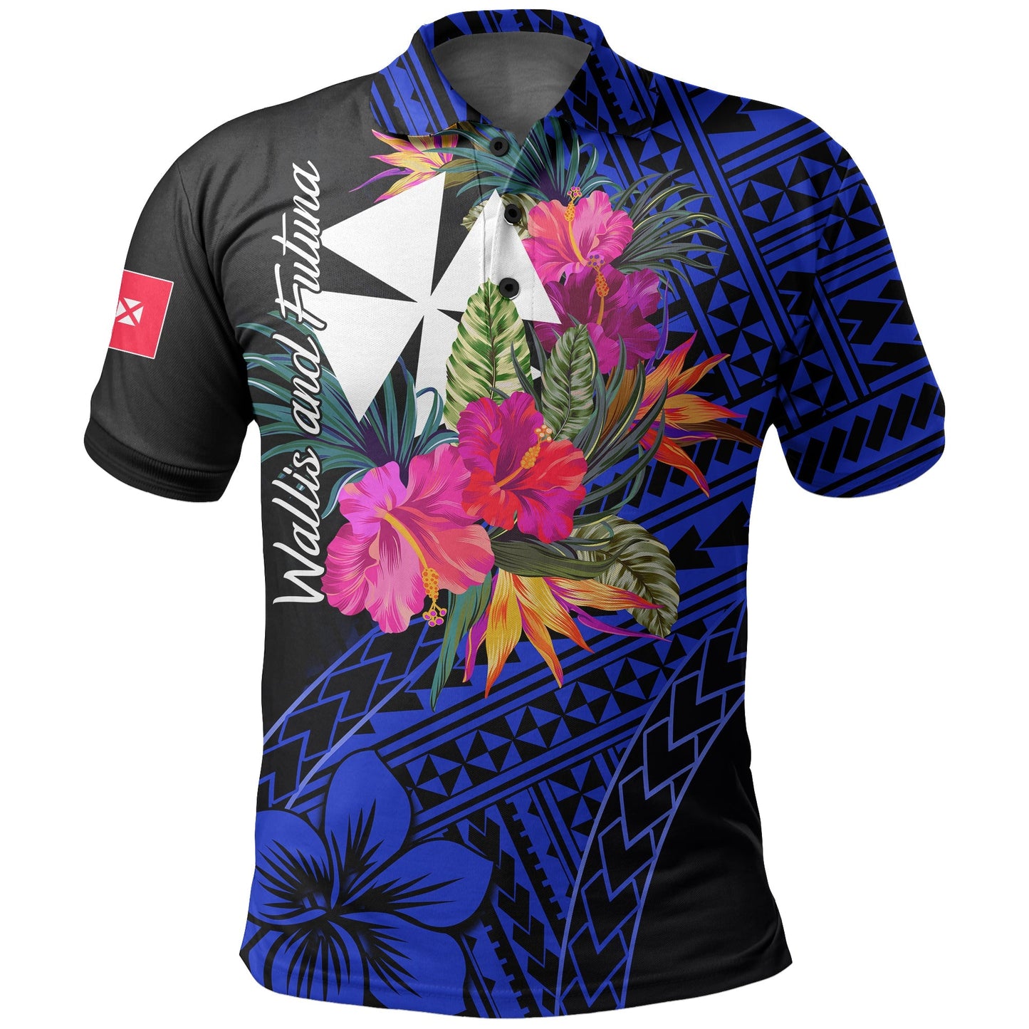 Wallis and Futuna Polo Shirt Hibiscus Blue No.1 Color