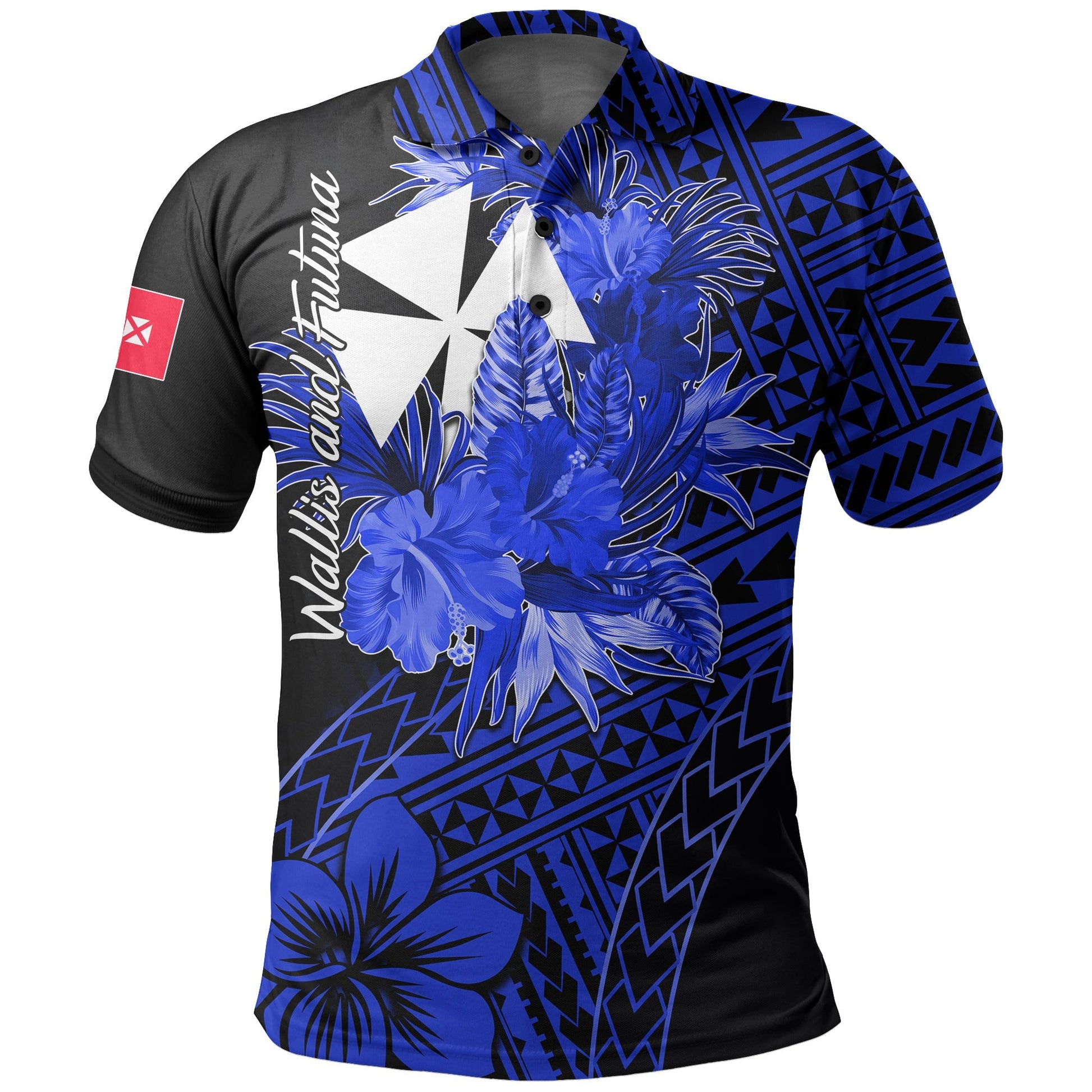 Wallis and Futuna Polo Shirt Hibiscus Blue No.2 Color