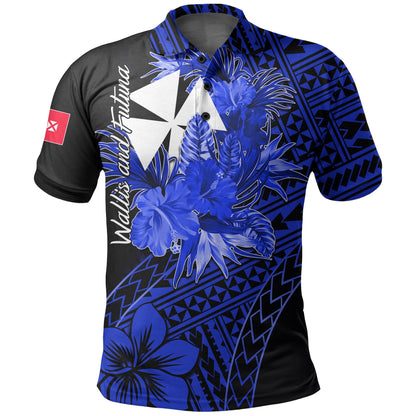 Wallis and Futuna Polo Shirt Hibiscus Blue No.2 Color