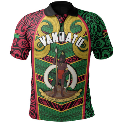 Vanuatu Polo Shirt Pig Tusk Polynesian Coat Of Arms
