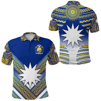 Nauru Polynesian Flag Polo Shirt Creative Style - Blue NO.1