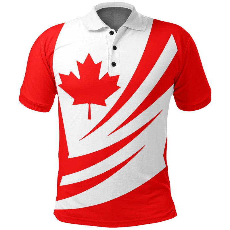 Canada Flag Polo Shirt Canada Pride Curve Style Shirt All Over Print