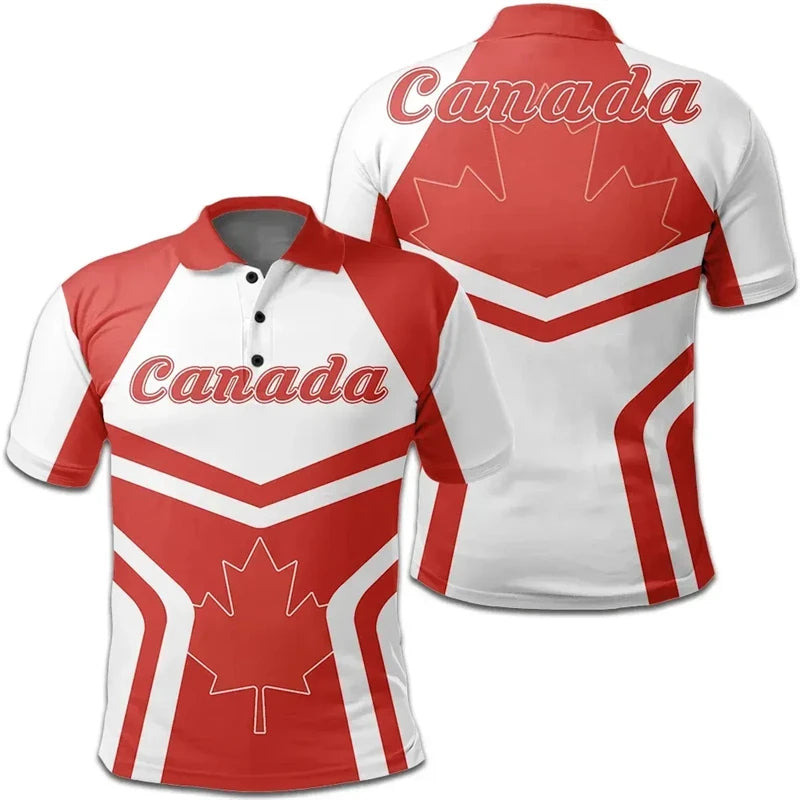 Canada Flag Polo Shirt Canada Map Maple Leaf Printed Shirt
