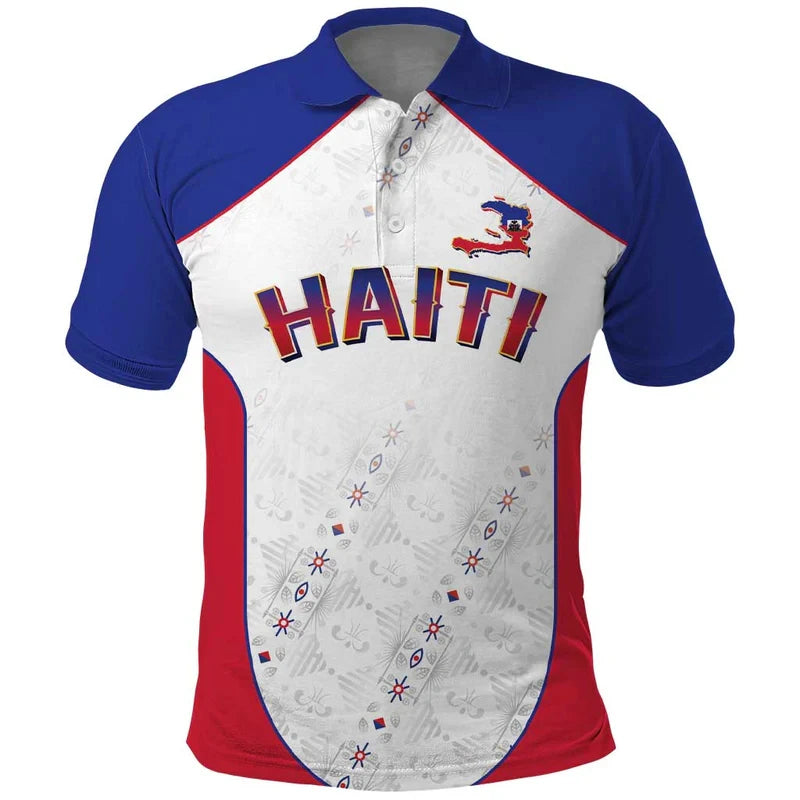 Haiti Flag Football Polo Shirt 2026 Summer Unisex Short Sleeve Shirt