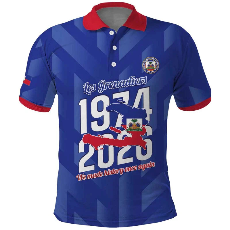 Haiti Flag Football Polo Shirt 2026 We Made History Once Again Unisex Short Sleeve Shirt