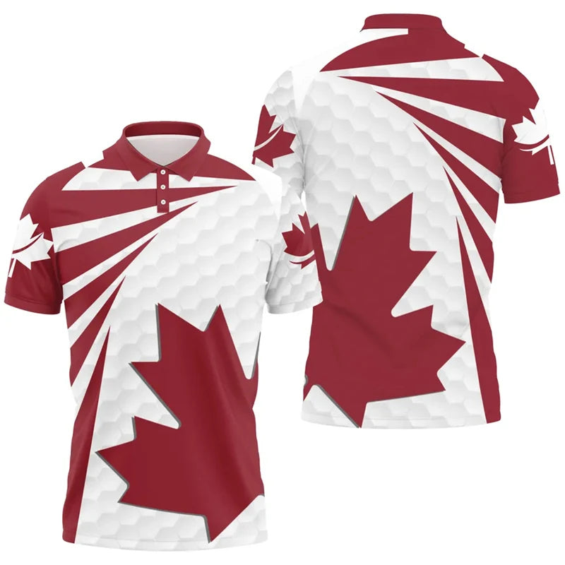 Maple Leaf Flag Polo Shirt Golf Red Maple Leaf Printed Shirt