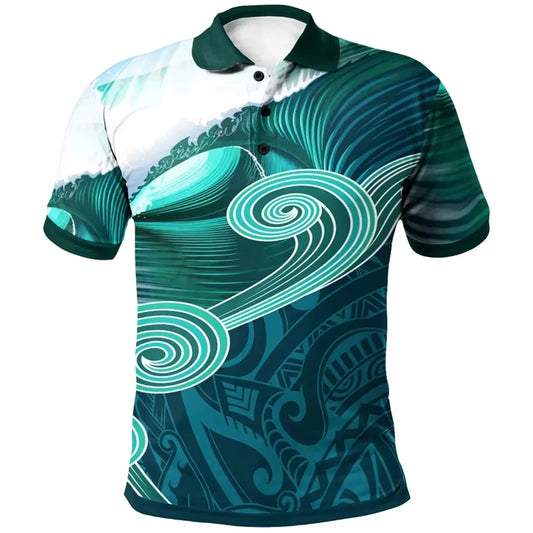 Polynesian Pattern Polo Shirt For Men 3D Tropical Island Polynesian Tribal Shirt