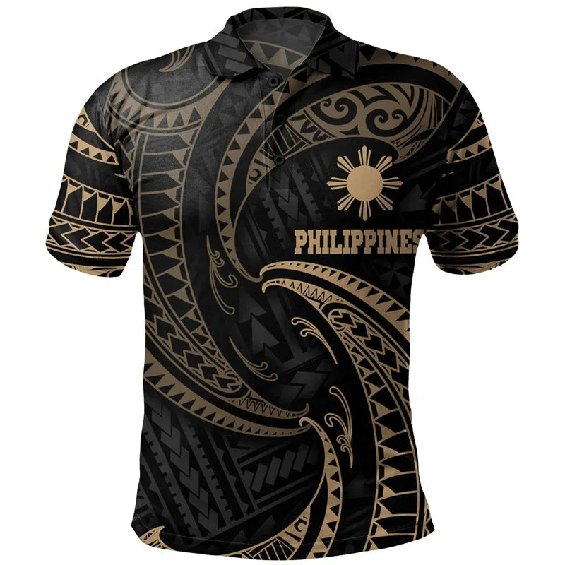 Philippines Shirt Polynesian Tribal Patterns Printed Polo Shirt