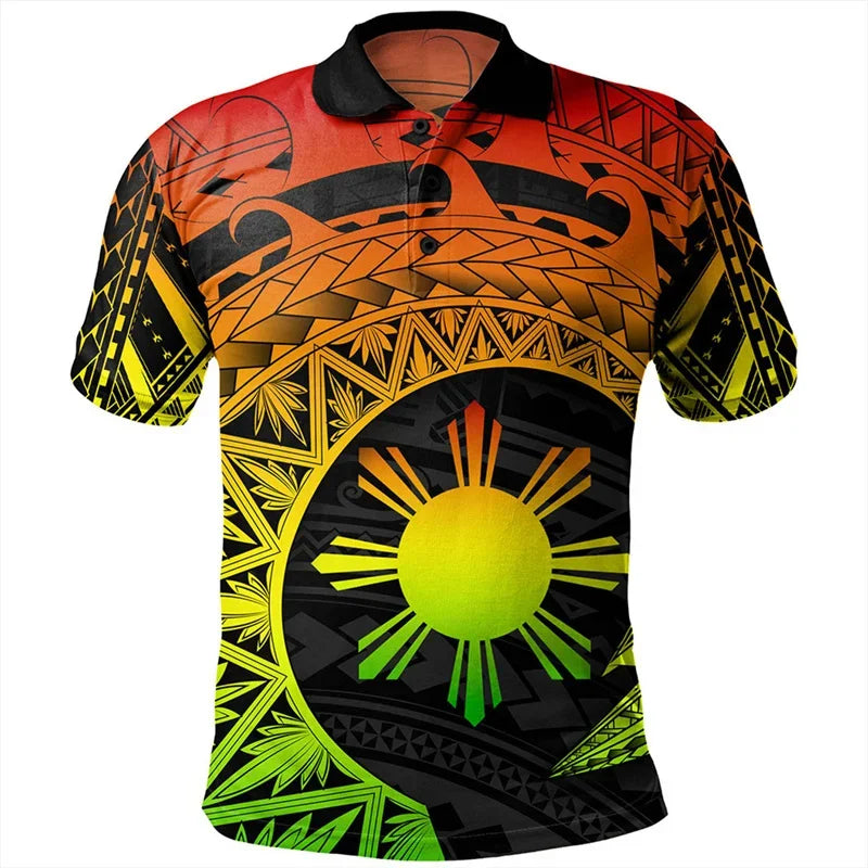 Philippines Flag Shirt Polynesian Tribal Patterns Filipino Pride Reggae Polo Shirt