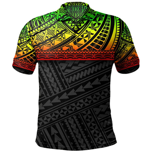 Polynesian Tribal Pattern Reggae Polo Shirt For Men 3D Tropical Island Print Short Sleeves T Shirt