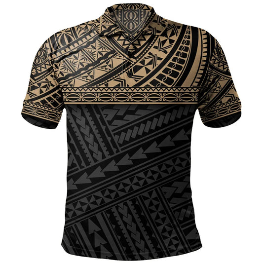 Polynesian Tribal Pattern Polo Shirt For Men 3D Tropical Island Print Short Sleeves T Shirt