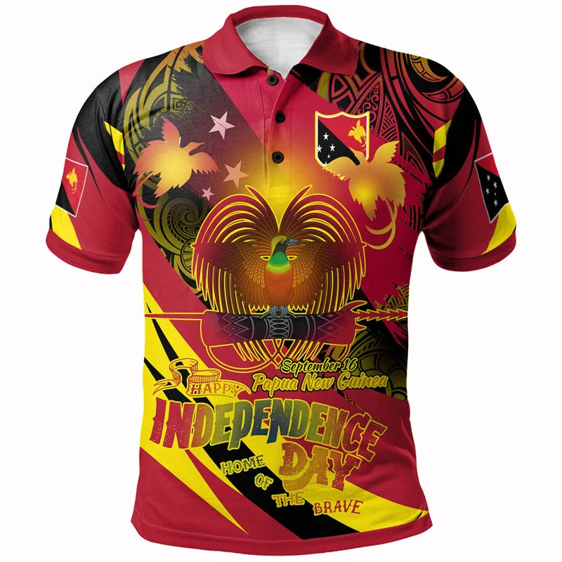 Papua New Guinea Polo Shirt Polynesian Raggiana Bird Of Paradise Independence Day Short Sleeve Shirt