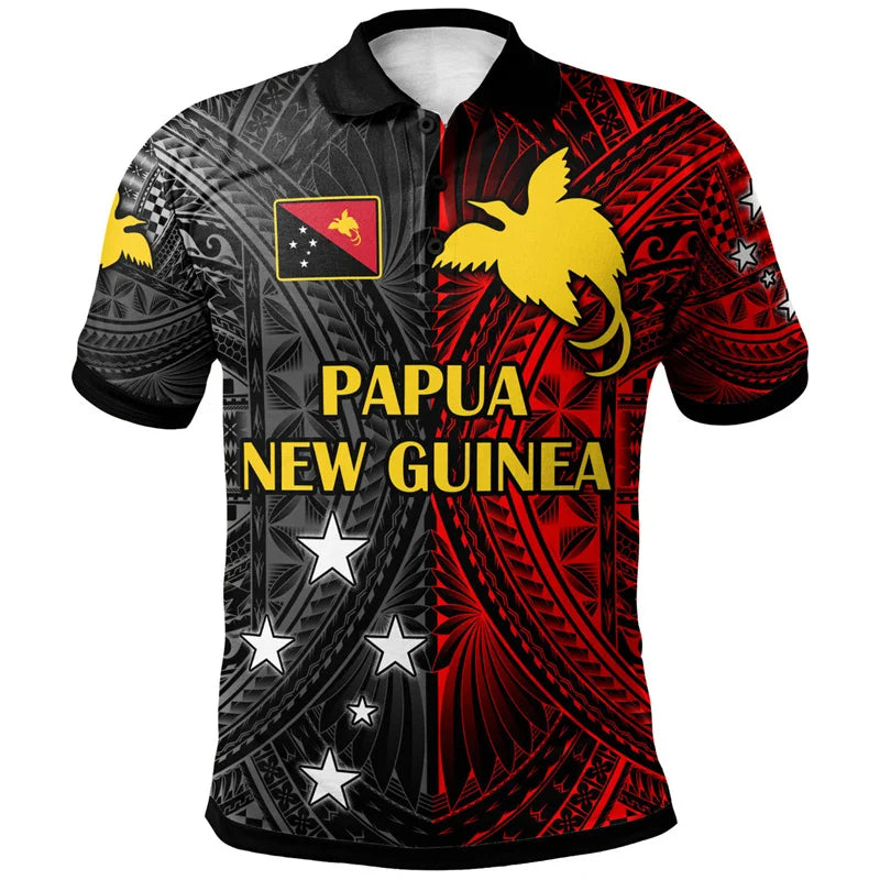 Papua New Guinea Flag Polo Shirt Polynesian Raggiana Bird Of Paradise Shirt