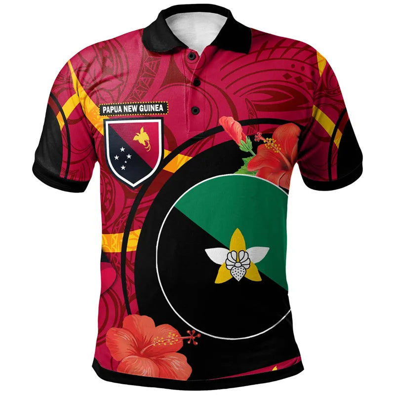 Papua New Guinea Flag Polo Shirt Polynesian Raggiana Bird Of Paradise Curve Style Shirt