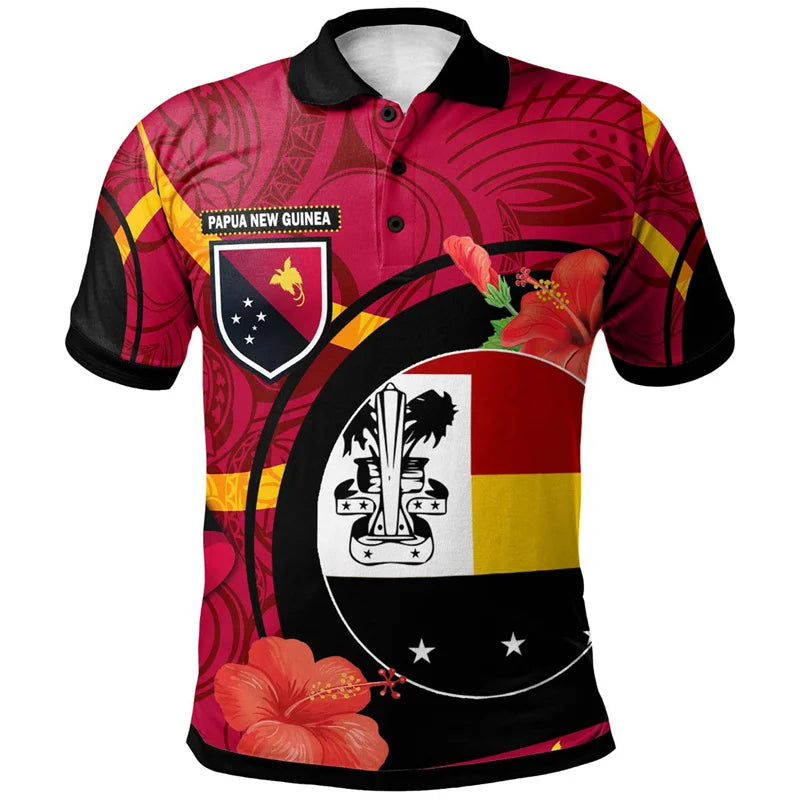 Papua New Guinea Flag Polo Shirt Jiwaka Flag Of PNG Red Shirt