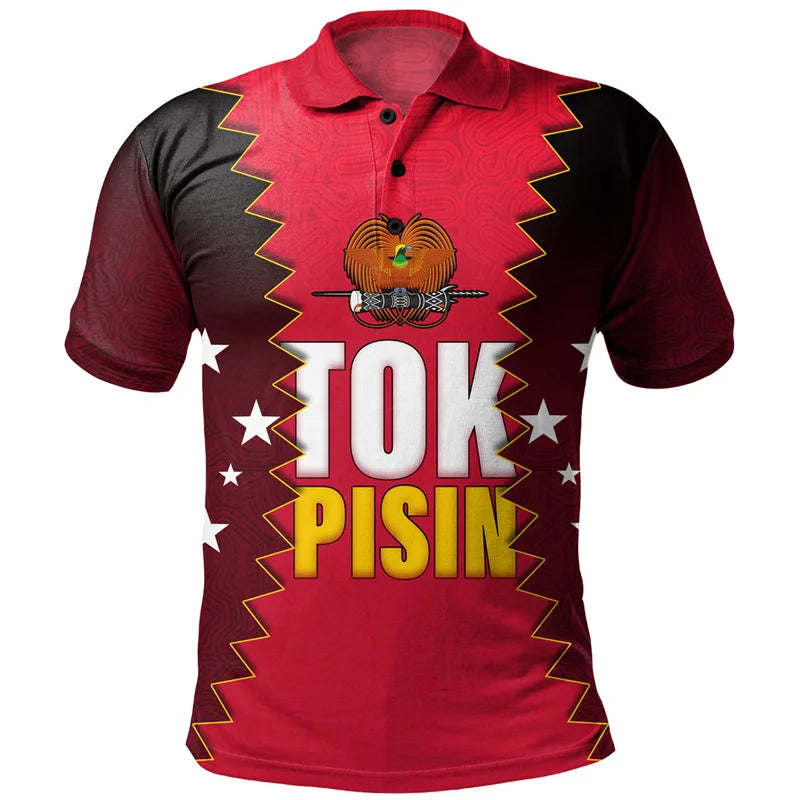 Papua New Guinea Flag Polo Shirt Tok Pisin Curve Style Printed Shirt