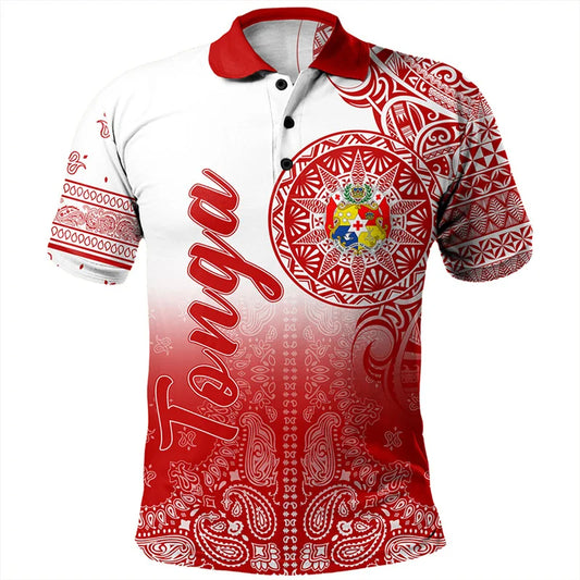 Polynesian Tonga Pattern Polo Shirt Tonga Coat Of Arms Paisley Pattern Shirt