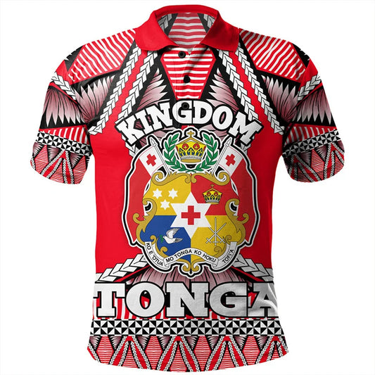 Tonga Coat Of Arms Polo Shirt Tonga Polynesian Tribal Pattern Printed Red Shirt