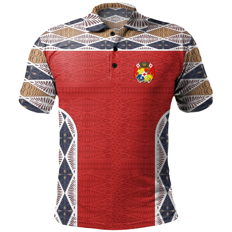 Tonga Coat Of Arms Polo Shirt Tonga Polynesian Tribal Pattern Shirt