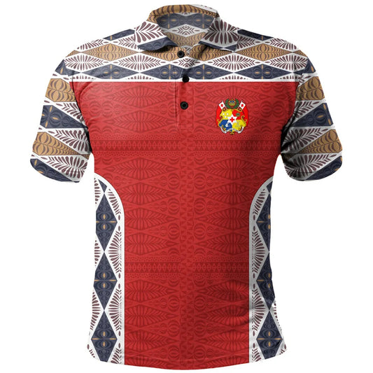 Tonga Coat Of Arms Polo Shirt Tonga Polynesian Tribal Pattern Shirt